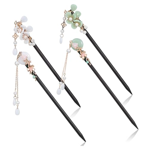OUNONA 4stücke Holzhaarstäbchen Chinesisch Traditionelle Haarstäbe Für Damen Filigrane Retro-formen Bezaubernde Anhänger Leicht Und Robust Einfach Zu Verwenden Vielseitig Einsetzbar Für h von OUNONA