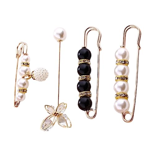 OUNONA 4stücke Sicherheitsnadel Perle Brosche Für Damen Hosenbund Kleid Schal Pullover Feste Nadel Befestigung Kleidung Kratzer von OUNONA