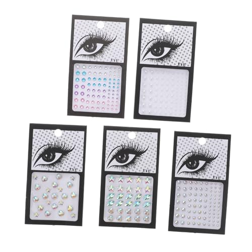 OUNONA 5 Blätter Face Gems Teilig mit Perlen Strasssteinen Selbstklebende Ohrstecker Aufkleber für Mädchen Vielseitige Glitzerstein Sticker für Gesicht Nägel Festival Make Up und DIY von OUNONA