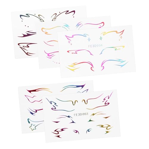 OUNONA 5 Blätter Temporäre Eyeliner Tattoos Selbstklebende Augen Make Up Sticker Wasserfest Präzise Augen Make Up Dekoration für DIY Cosplay und Festival Look von OUNONA