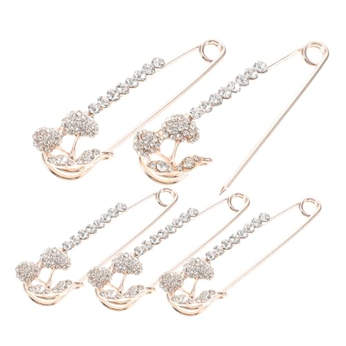 OUNONA 5 Stück Broschen mit und Perle Blumendesign Vielseitige Anstecknadeln für Kleidung Schal und Hutclip Sichere Verschlussbrosche für Damenbekleidung von OUNONA