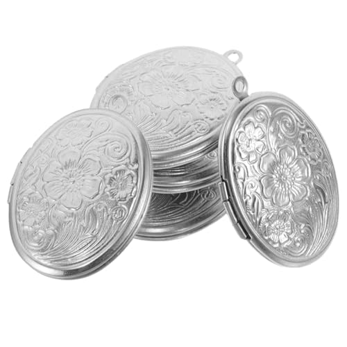 OUNONA 5 Stück Edelstahl Fotohalter Charms Zur Herstellung Von Bildern Ovalem Metall Gedenken Antik Geschnitzt Andenken Fundstücke Hochzeit Frauen Basteln – Blumen Charms von OUNONA