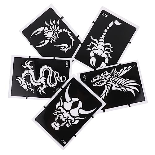 OUNONA 5 Stück Kreative Tattoo Schablonen Für Temporäre Körperkunst Geometrische Tierkopf Motive Für Erwachsene Kinder Halloween Partys von OUNONA