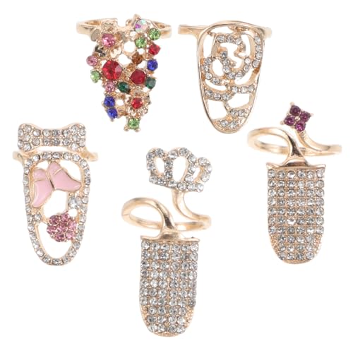 OUNONA 5 Stück Teiliges Damen Fingernägel Ringe mit Schmetterling motiv Verstellbare Offene Fingerringe Modische Nagel Dekoration Langlebiges Material Eleganter Schmuck für Vielseitige von OUNONA