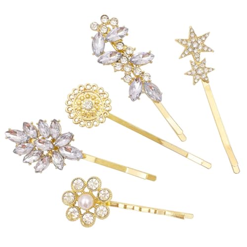 OUNONA 5 Stück Teiliges Haarschmuck Damen mit Strass haarspangen und Perlen Stabile für Verschiedene Haararten Eleganter Hochzeitsschmuck und Party accessoires von OUNONA