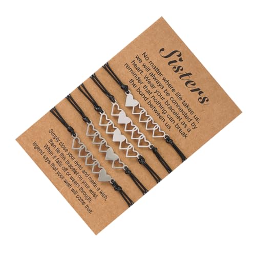 OUNONA 5 Stück Teiliges Herzarmband Set Verstellbare Damenarmbänder für Valentinstag Weihnachten und Besondere Anlässe Handgefertigtes Kreatives Design für Liebespaare und Freundschaften von OUNONA