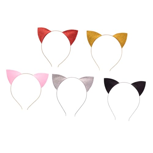 OUNONA 5 Stück Teiliges Katzenohren Haarreif mit Glitzer Pailletten Bequeme Stirnbänder für Mädchen Halloween Masquerade Party Kopfschmuck Langlebig und Vielseitig Zufällige Farbe von OUNONA