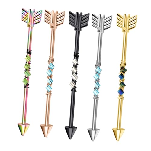 OUNONA 5stücke Ohrstecker Aus Rostfreiem Ohrnagel Piercing Barbell Dekorativer Ohrschmuck Für Damen Gemischte Farbe Hautverträglich Und Langlebig von OUNONA