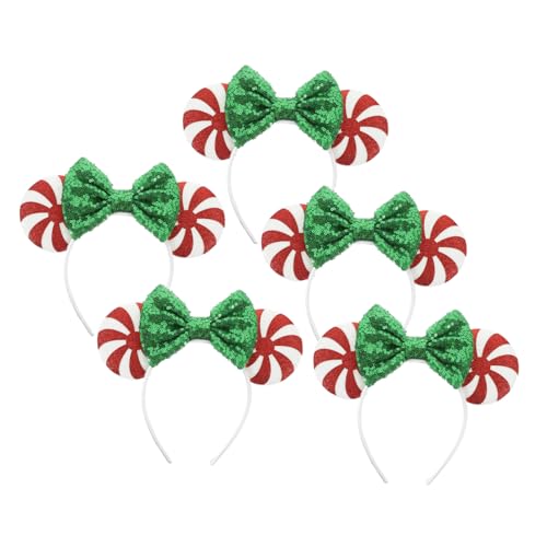 OUNONA 5 Stück Teiliges Pailletten Schleifen Haarband Fest Sitzendes Komfortables Weihnachts Kopfschmuck für Modisches Party Accessoire Einfach Anzulegen Geeignet für Festliche Anlässe von OUNONA