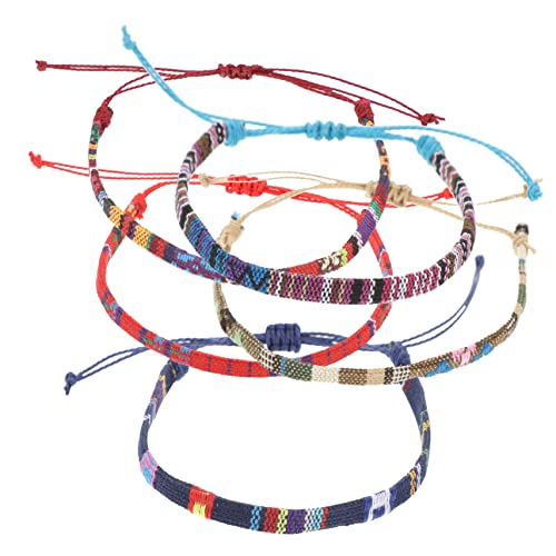 OUNONA 5 Stück Teiliges Verstellbare Geflochtene Armbänder Bunte Baumwoll Armbänder für Damen für Freundschaft und Besondere Anlässe Bequemes Tragen Verschluss von OUNONA