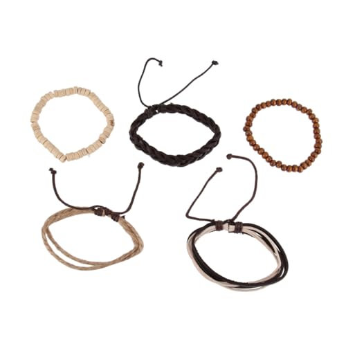 OUNONA 5 Stück Teiliges Verstellbares Perlen Armband für Damen Geflochtene PU Fußkettchen Dekorative Sandalen Fußschmuck Geeignet für Strand Party und Alltag von OUNONA