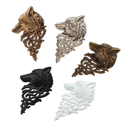 OUNONA 5 Stück Teiliges Vintage Wolf Kopf Broschen aus Langlebiger Legierung Einzigartige Anstecknadeln für Herren Stilvolle Retro Kragen Pins für Hemden Accessoires für Zufällige Farbe von OUNONA