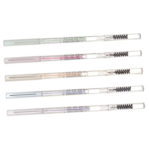 OUNONA 5 Stück Wasserfester Schweißfester Augenbrauenstift Teiliges mit Pinsel Ultra Mine Natürliche Brauntöne Doppelseitiger Automatischer Brauenstift für Präzises und Langanhaltendes von OUNONA