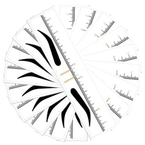 OUNONA 50 Stück Augenbrauen Schablonen mit Maßstab Präzises PVC Einweg sticker Kit für Exakte Augenbrauenform zum Zeichnen Messen und Konturieren Geeignet für Anfänger und Profis von OUNONA