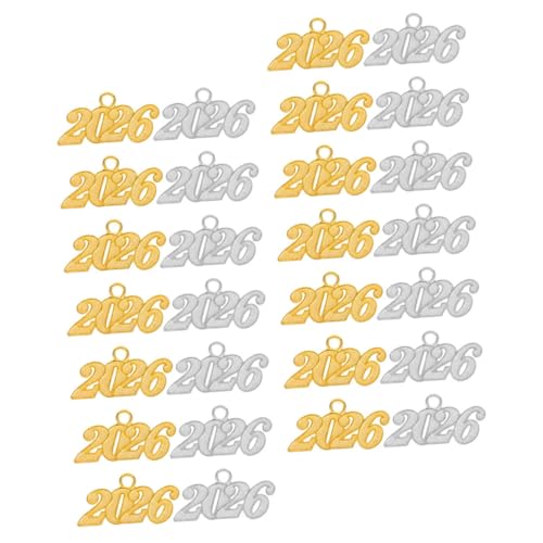 OUNONA 50 Stück Jahreszahl Anhänger mit Quaste Abschlusskappen Schmuckanhänger für Halsketten Armbänder Ohrringe DIY Bastelbedarf zur Abschlussfeier von OUNONA