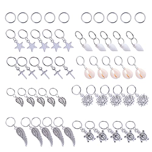 OUNONA 50Stücke Haarschmuck Metal Charms für Zöpfe Sterne DIY Haarschmuck Ringe für Cosplay Partys Karneval Weihnachten von OUNONA