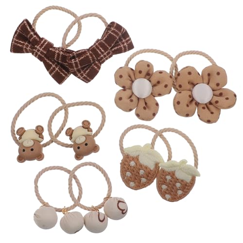 OUNONA Blumenhaargummis 5 Paar Elastische Haargummis mit Schleife für Mädchen Dekorative Haarseile Süße Pferdeschwanzhalter für Kinder Haarschmuck für Geburtstagsfeiern von OUNONA