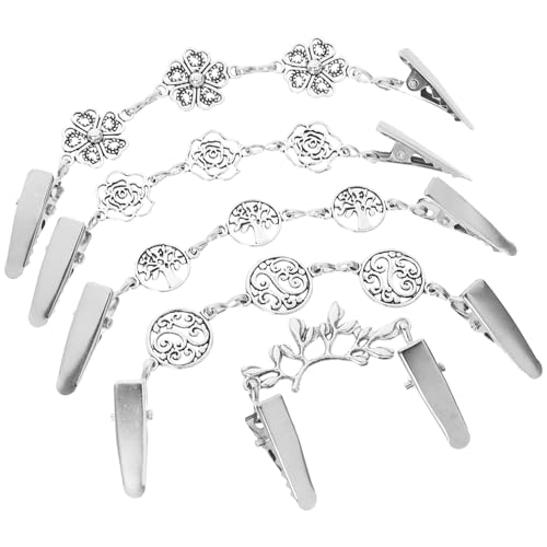 OUNONA 5Stücke Vintage Silber Strickjacken Clips Retro Pullover Verschluss Cardigan Clips für Schals für und Einfache Handhabung von OUNONA