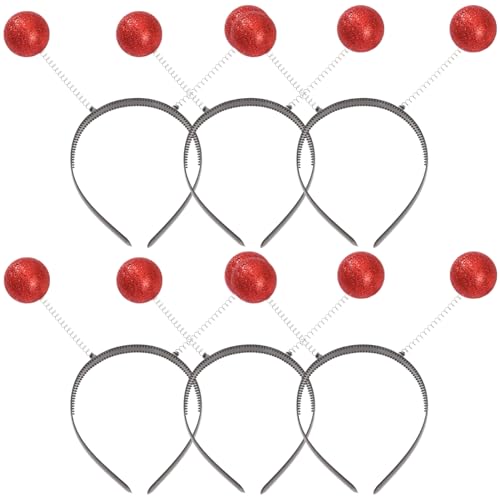 OUNONA 6stücke Glitzer Haarband Frühlings Haarband Party Kostüm Kopfbedeckung Foto Requisiten Rosa Schaumstoffball von OUNONA