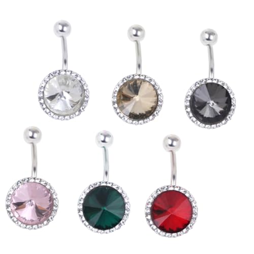 OUNONA 6 Stück Teiliges Bauchnabelpiercing aus Kupfer Bunter Körperschmuck mit Funkelnden Modisch und für Damen und Mädchen als für Partys von OUNONA