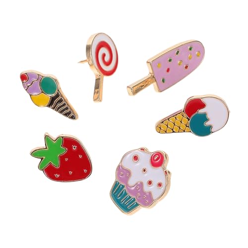 OUNONA 6 Stück Teiliges Bunte Cartoon Broschen Sommerlegierung Niedliche Eiscreme und Erdbeer Broschen Vielseitige Anstecknadeln für Jacken Rucksäcke Schals und Kleider Modischer Schmuck von OUNONA