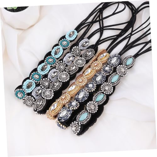 OUNONA 6 Stück Teiliges Elastischer Haarbänder mit Handgefertigten Strassperlen Modisches Stirnband für Damen und Mädchen Vielseitig für Verschiedene Anlässe Eleganter Haarschmuck von OUNONA