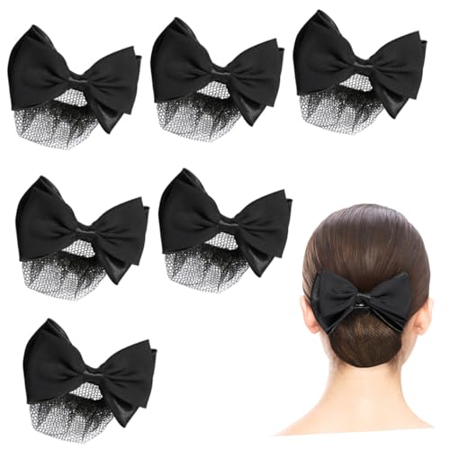 OUNONA 6 Stück Teiliges Haar Netz mit Schleifen für Duttfrisuren für Tänzerinnen und Damen Haarzubehör für Formelle und Anlässe von OUNONA