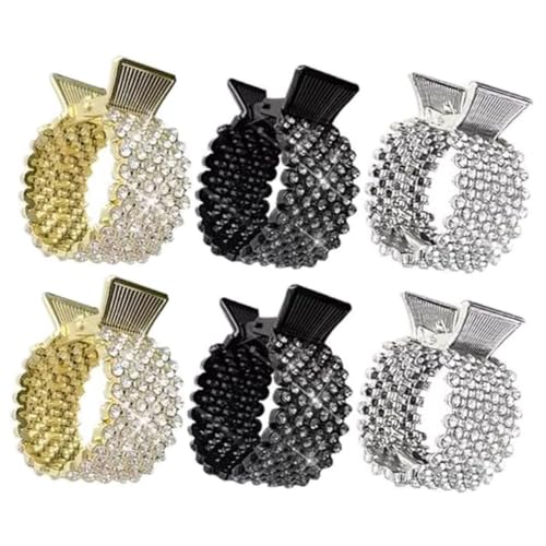 OUNONA 6 Stück Teiliges Haarklammer Damen Glänzende Metall haarkralle mit Strass Vielseitig für Dickes Dünnes Lockiges und Glattes Haar Stabiler Halt für Pferdeschwanz und Alltag von OUNONA