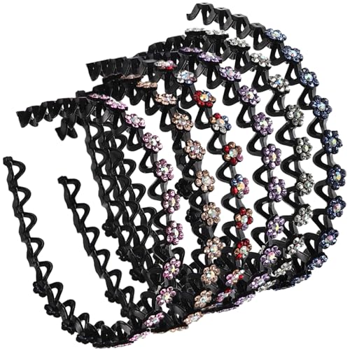 OUNONA 6 Stück Teiliges Haarschmuck für Mädchen Vintage Haarreifen mit Strass Haarband Blau Champagner Weiß für Partys und Hochzeiten von OUNONA