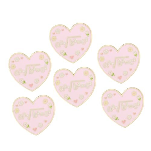 OUNONA 6 Stück Teiliges Herzförmige Emaille Broschen mit Buchstaben Modische Legierungs-anstecknadeln für Damen Vielseitig Einsetzbar zum Verzieren von Kleidern Schals Taschen und von OUNONA