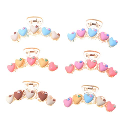 OUNONA 6 Stück Teiliges Herzförmiges Haarklammer für Damen Große Haarspangen für Dünnes Haar Vielseitige Styling Haarzubehör für Alltag Bad Arbeit und Mehr von OUNONA