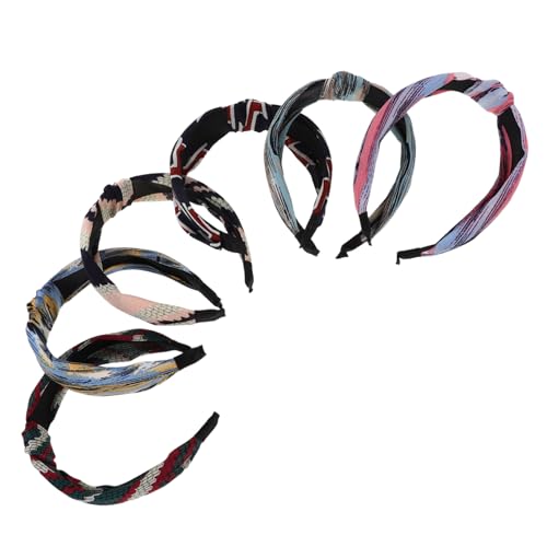 OUNONA 6 Stück Teiliges Knot Stirnband Damen Breit Elastisch Weich Kopfband mit Knoten Design Atmungsaktiv Schweißabsorbierend für Yoga Sport Makeup und Alltag Mädchen von OUNONA