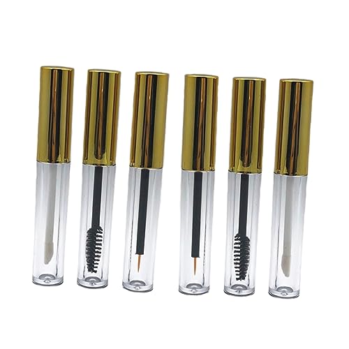 OUNONA 6 Stück Teiliges Leere Makeup Flaschen für Lipgloss Eyeliner und Wimpernbürste Goldene Sub Packaging Behälter für DIY Kosmetik und Lippenpflege von OUNONA