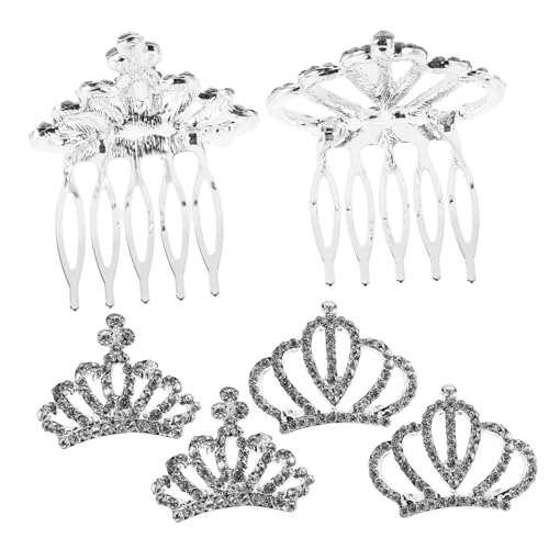 OUNONA 6 Stück Teiliges Mini Tiara Haarschmuck mit Strasssteinen Einfache Anwendung Leichter Metall Kamm Krone für Geburtstag Hochzeit und Festliche Anlässe von OUNONA