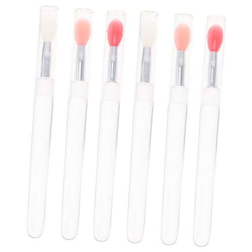 OUNONA 6 Stück Teiliges Silikon Lippenpinsel mit Transparenten und Farbigen Weichen Köpfen Wiederverwendbarer Lip Balm Tragbar und Hygienisch für Damen Make Up und Lippenpflege von OUNONA