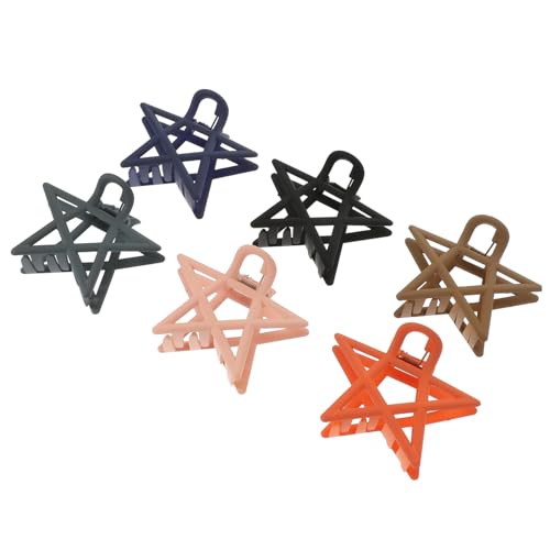 OUNONA 6 Stück Teiliges Stern Haarspangen Große Matte Haarklammern Schwarz Rosa Orange Braun Vielseitig für Lockiges Glattes und Dickes Haar Damen Haarschmuck für Alltag Party und Dates von OUNONA