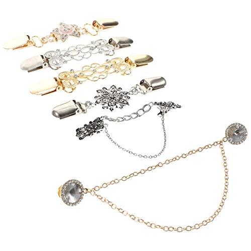 OUNONA 6 Stück Teiliges Vintage Cardigan Clips Stilvolle Strickjacken Verschlüsse Vielseitige Broschen Pins für Damen Kleidung Leichte Modeaccessoires zur Zufällige Farbe Zufällige Farbe von OUNONA