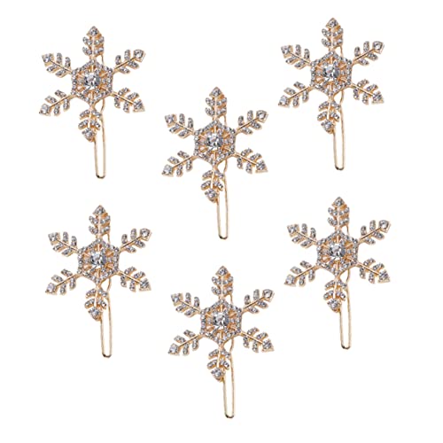 OUNONA 6 Stück Teiliges Weihnachts Haarspangen Schneeflocken Design Glitzernd Haarnadeln für Frauen Festlich Party Accessoire Langlebig Komfortabel von OUNONA