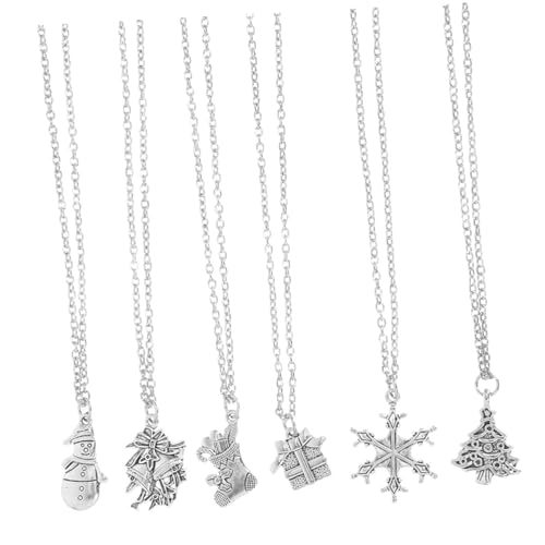 OUNONA 6 Stück Teiliges Weihnachtskettenset für Damen mit Schneemann Weihnachtsbaum und Glocken-anhängern Leichtes Design Vielseitig für Festliche Partys und Winterliche Outfits Bequem von OUNONA
