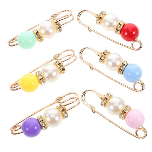 OUNONA 6Stücke Taillenstraffler Sicherheitsnadeln mit Künstlichen Perlen Dekorative Broschen für Hosen Röcke Kleider Einfach zu Befestigen Vielseitig Einsetzbar von OUNONA