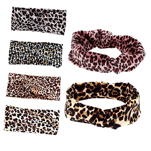OUNONA 6stücke Stirnband Leopard Damen Sport Workout Schweißband Yoga Haarbänder Für Laufen Und Training Mit Leopardenmuster von OUNONA