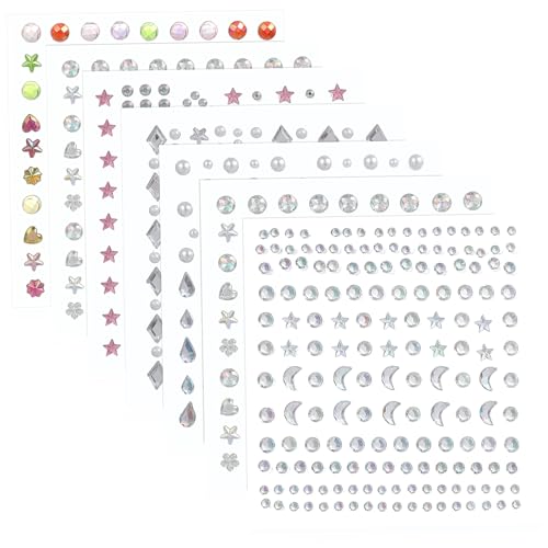 OUNONA 7 Blätter Selbstklebende Gesichtsschmuck Strasssteine Teiliges Glitzersteine Aufkleber Wiederverwendbar für Make Up Festival Karneval Augen Dekoration von OUNONA