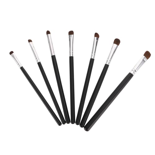 OUNONA 7 Stück Teiliges Augen make up pinselset mit Schwarzen Griffen und Silbernen Zwingen Hochwertige Natürliche Haare Leicht Tragbar für Präzises Lidschatten auftragen und Tägliches von OUNONA