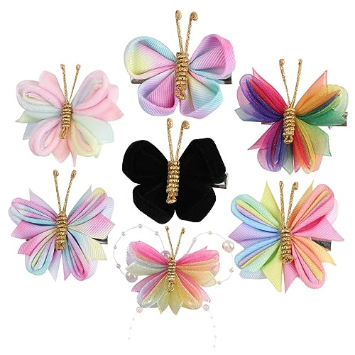 OUNONA 7stücke Schmetterling Haarspange Mit Schmetterlingsmotiv Haarschmuck Aus Stoff Und Metalllegierung Haar Zubehör Für Mädchen Und Frauen Haarnadeln Für Verschiedene Anlässe von OUNONA