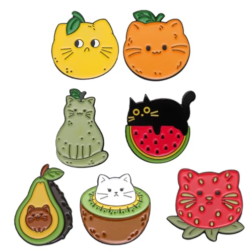 OUNONA 7stücke Cartoon Katze Brosche Anzug Revers Pin Tiere Schmuck Für Kleidung Hut Rucksack Schal Und Tasche von OUNONA