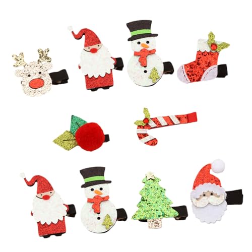 OUNONA 8 Sätze Weihnachts Haarschmuck Set Teiliges Set mit Kreativen Haarspangen für Mädchen Niedliche Designs Wie Rentier Schneemann und Weihnachtsmann Accessoires für Festliche Anlässe von OUNONA