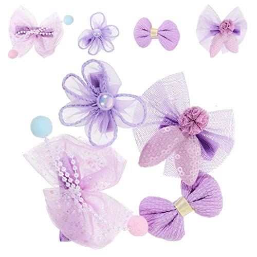 OUNONA Haarspangen Mit Hasenohren Schleife 8 Stück Für Kinder Süße Blumenhaarklammern in Violett Für Partys Und Besondere Anlässe Zarte Und Kreative Haarschmuckaccessoires Für von OUNONA