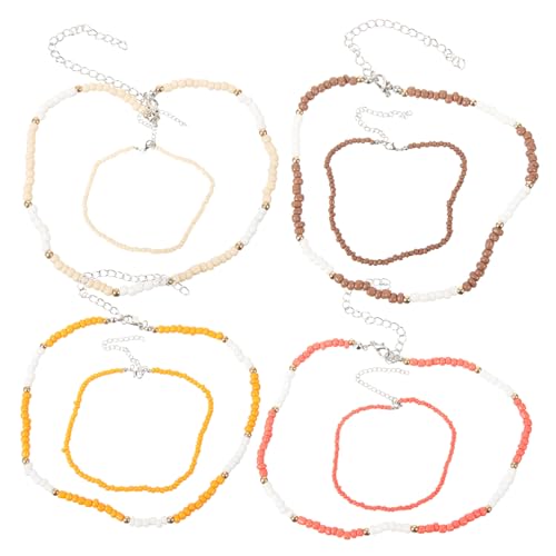 OUNONA 8 Stück Bunte Perlen Halskette Damen Verstellbar Modischer Choker Schlüsselbein Schmuck Vielseitiges Accessoire für Frauen und Mädchen von OUNONA