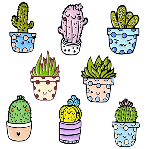 OUNONA 8stücke Kaktus-form Anstecknadeln Aus Legierung Kreative Broschen Für Rucksäcke Kleiderabzeichen Befestigungsbroschen Taschen-abzeichen Revers-pin Broschendekor von OUNONA