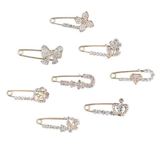 OUNONA 8 Stück Teiliges Rhinestone Broschen Sicherheitsnadel Anstecknadel für Kleidung Pullover Schals und Accessoires Modisches Design für von OUNONA